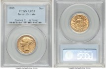 Victoria gold Sovereign 1858 AU53 PCGS, KM736.1. AGW 0.2355 oz. 

HID09801242017

© 2020 Heritage Auctions | All Rights Reserved