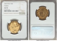 Parma. Maria Luigia gold 40 Lire 1815 AU50 NGC, KM-C32. Issued as a two-year type in 1815 and 1821. 

HID09801242017

© 2020 Heritage Auctions | A...