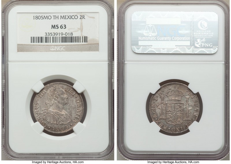 Charles IV 2 Reales 1805 Mo-TH MS63 NGC, Mexico City mint, KM91. 

HID09801242...