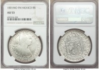 Charles IV 8 Reales 1801 Mo-FM AU53 NGC, Mexico City mint, KM109. 

HID09801242017

© 2020 Heritage Auctions | All Rights Reserved