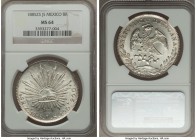 Republic 8 Reales 1885 Zs-JS MS64 NGC, Zacatecas mint, KM377.13. White on both sides with interesting die cracks running over both sides.

HID098012...