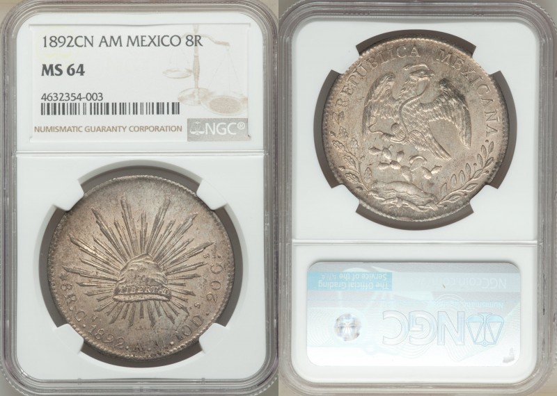 Republic 8 Reales 1892 Cn-AM MS64 NGC, Culiacan mint, KM377.3, DP-Cn54.

HID09...