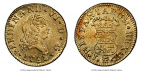 Ferdinand VI gold 1/2 Escudo 1758 M-JB MS63+ PCGS, Madrid mint, KM378. 

HID09801242017

© 2020 Heritage Auctions | All Rights Reserved