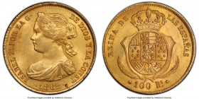 Isabel II gold 100 Reales 1862 MS64 PCGS, Madrid mint, KM605.2. AGW 0.2412 oz. 

HID09801242017

© 2020 Heritage Auctions | All Rights Reserved