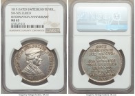 Zurich. Canton silver "Reformation Anniversary" Medal 1819-Dated MS63 NGC, SM-505. 37mm. By Alberli. Struck for the 300th anniversary of the Reformati...