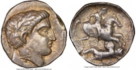 PAEONIAN KINGDOM. Patraus (ca. 335-315 BC). AR tetradrachm (22mm, 12.51 gm, 3h). NGC Choice XF 4/5 - 4/5. Damastion (?), ca. 135/4 BC. Laureate head o...