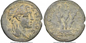 CARIA. Aphrodisias. Pseudo-autonomous issues, time of Elagabalus-Severus Alexander (AD 218-235). AE (26mm, 5h). NGC Choice VF S. ΔΗΜΟϹ, laureate bust ...