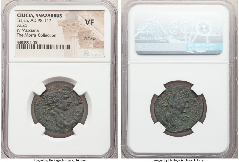 CILICIA. Anazarbus. Trajan (AD 98-117). AE (25mm, 1h). NGC VF, damage. Dated Yea...