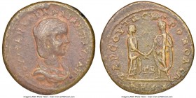 CILICIA. Tarsus. Julia Paula (AD 219-220). AE (30mm, 6h). NGC VF. IOVΛIAN KOPNHΛIAN ΠAVΛAN CEB, draped bust of Julia Paula right, seen from front, hai...