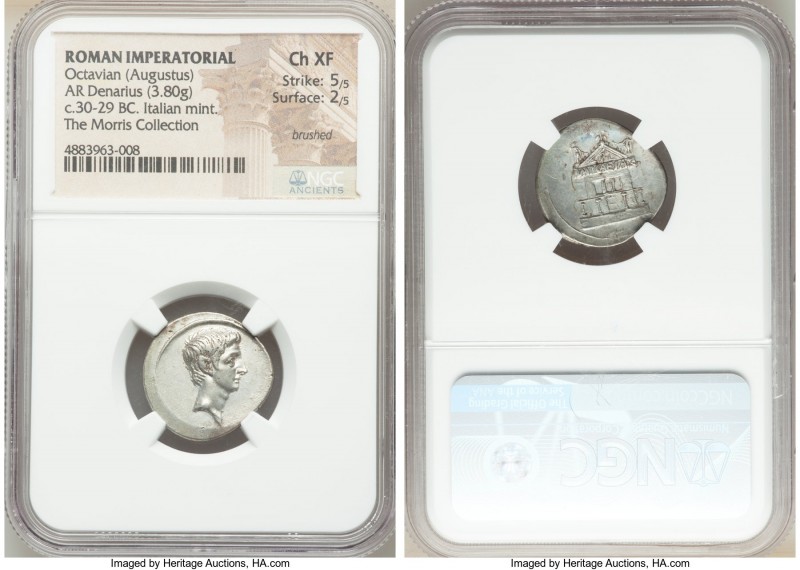 Octavian, as Sole Imperator (31-27 BC). AR denarius (20mm, 3.80gm, 5h). NGC Choi...