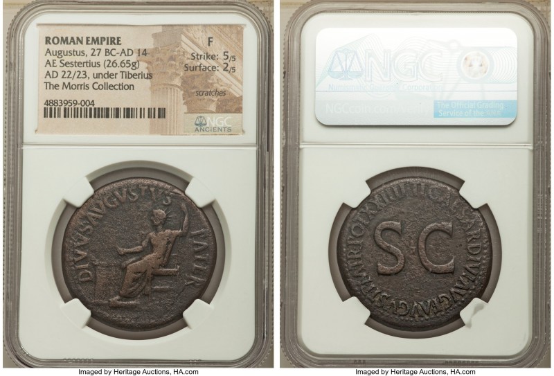 Divus Augustus (27 BC-AD 14), AE sestertius (34mm, 26.65 gm, 12h). NGC Fine 5/5 ...