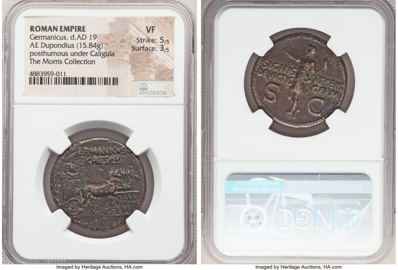 Germanicus (died AD 19). AE dupondius (29mm, 15.84 gm, 7h). NGC VF 5/5 - 3/5. Ro...