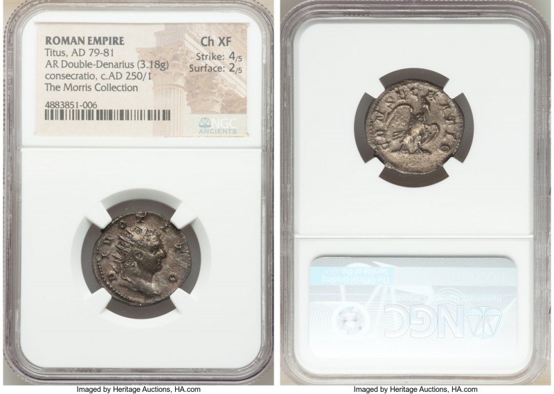 Divus Titus (AD 79-81). AR antoninianus (21mm, 3.18 gm, 6h). NGC Choice XF 4/5 -...