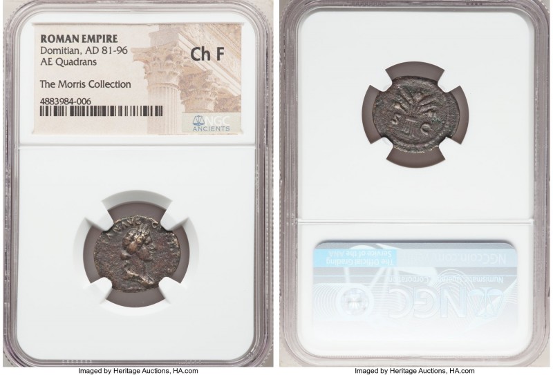 Domitian, as Augustus (AD 81-96). AE quadrans (19mm, 7h). NGC Choice Fine. Rome,...