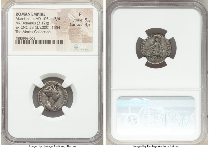Marciana (ca. AD 105-112/4). AR denarius (18mm, 3.12 gm, 6h). NGC Fine 5/5 - 4/5...
