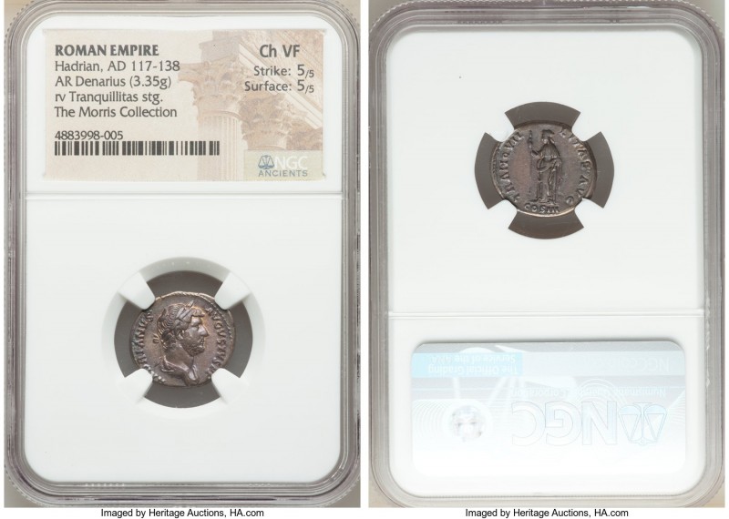 Hadrian (AD 117-138). AR denarius (18mm, 3.35 gm, 6h). NGC Choice VF 5/5 - 5/5. ...