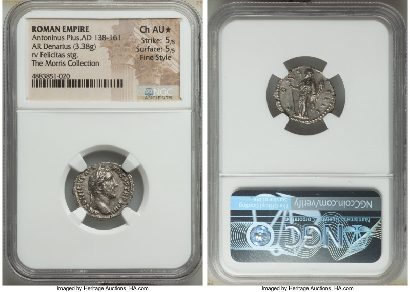 Antoninus Pius, as Augustus (AD 138-161). AR denarius (18mm, 3.38 gm, 6h). NGC C...