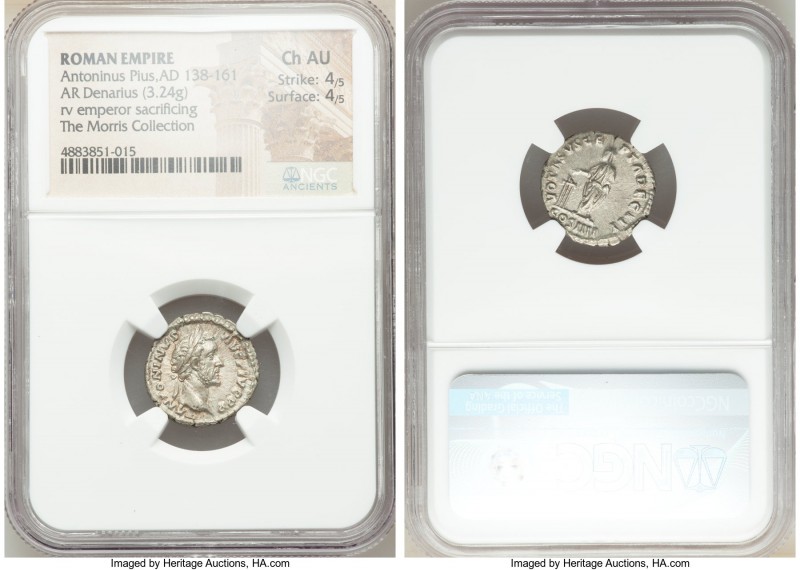 Antoninus Pius, as Augustus (AD 138-161). AR denarius (17mm, 3.24 gm, 7h). NGC C...