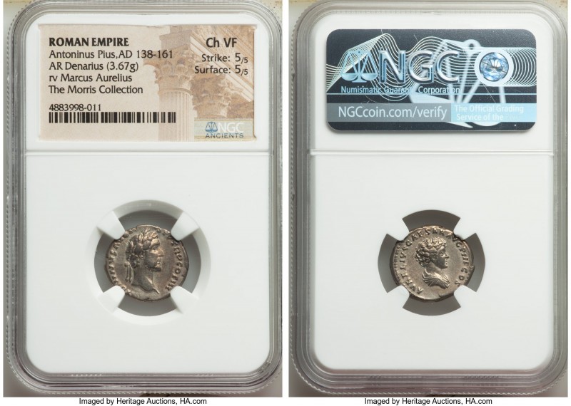 Antoninus Pius, as Augustus (AD 138-161). AR denarius (18mm, 3.67 gm, 12h). NGC ...