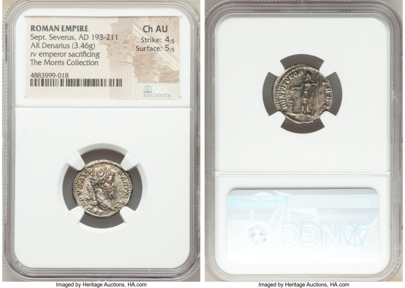 Septimius Severus (AD 193-211). AR denarius (18mm, 3.46 gm, 6h). NGC Choice AU 4...