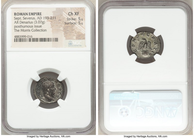 Divus Septimius Severus (AD 193-211). AR denarius (19mm, 3.07 gm, 6h). NGC Choic...