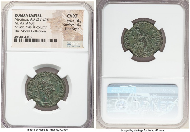 Macrinus (AD 217-218). AE as (25mm, 9.48 gm, 5h). NGC Choice XF 4/5 - 4/5, Fine ...