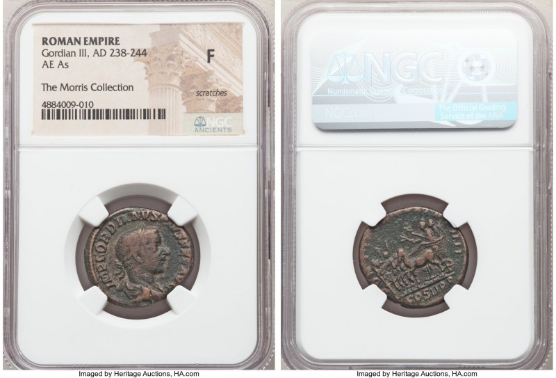 Gordian III (AD 238-244). AE as (24mm, 11h). NGC Fine, scratches. Rome, 4th issu...