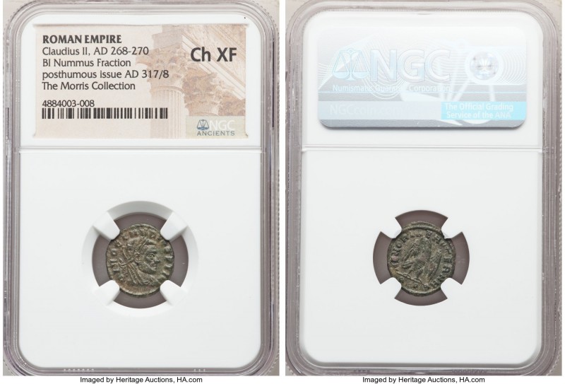 Divus Claudius II (AD 268-270). BI nummus fraction (16mm, 1h). NGC Choice XF. Ro...