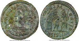 Constans, as Augustus (AD 337-350). BI centenionalis (22mm, 3.41 gm, 5h). NGC Choice AU 5/5 - 3/5, smoothing. Siscia, 2nd officina, AD 348-350. D N CO...