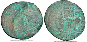 Magnentius (AD 350-353). AE2 or BI centenionalis (23mm, 4.65 gm). NGC AU 2/5 - 2/5, brockage. Arles, 1st officina. Incuse of reverse / VICTORIAE DD NN...