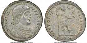 Jovian (AD 363-364). AE1 or BI maiorina (29mm, 8.38 gm, 6h). NGC Choice XF 5/5 - 3/5. Thessalonica, 4th officina. D N IOVIANV-S P F PP AVG, laurel and...