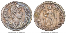 Gratian, Western Roman Empire (AD 367-383). AR siliqua (18mm, 1.62 gm, 7h). NGC Choice XF S 5/5 - 5/5. Trier, ca. AD 378-383. D N GRATIA-NVS P F AVG, ...