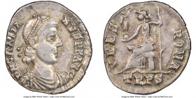 Gratian, Western Roman Empire (AD 367-383). AR siliqua (19mm, 2.11 gm, 5h). NGC XF 5/5 - 3/5. Trier, ca. AD 375-378. D N GRATIA-NVS P F AVG, pearl-dia...