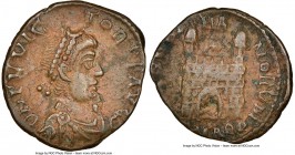 Flavius Victor, Western Roman Empire (AD 387-388). AE4 or nummus (13mm, 1h). NGC XF. Aquileia, 1st officina. D N FL VIC-TOR P F AVG, pearl-diademed, d...