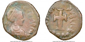 Galla Placidia, Western Roman Empire (AD 421-450). AE4 or nummus (13mm, 7h). NGC Fine. Rome, 4th officina, AD 425-435. D N GALLA PLA-CIDIA P F AVG, pe...