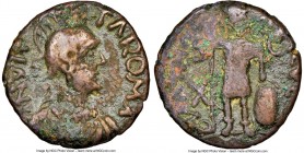 OSTROGOTHS. Athalaric (AD 526-534). AE decanummium (17mm, 2.39 gm, 6h). NGC Choice Fine 4/5 - 2/5. Rome. INVIC-TA ROMA, helmeted, draped and cuirassed...