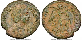 OSTROGOTHS. Theodahad (AD 534-536). AE follis or 40 nummi (25mm, 10.02 gm, 12h). NGC XF 5/5 - 2/5. Rome. D N THEOD-AHATVS REX, helmeted bust of Theoda...