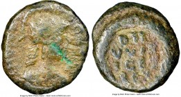 OSTROGOTHS. Witigis (AD 536-540). AE decanummium (10mm, 2.92 gm, 6h). NGC VG 4/5 - 3/5. Ravenna, AD 536-539. INVICT-A ROMA, helmeted, draped and cuira...