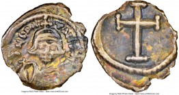 Constans II Pogonatus (AD 641-668). AR 1/2-siliqua (13mm, 0.66 gm, 5h). NGC Choice VF 4/5 - 3/5, scratches. Carthage, AD 641-647. d N CON-tANt PP, bus...