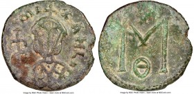 Michael III the Drunkard (AD 842-867). AE follis or 40 nummi (21mm, 3.79 gm, 7h). NGC Choice VF 5/5 - 4/5. Syracuse. MI-XAHL b, bust of Michael III fa...
