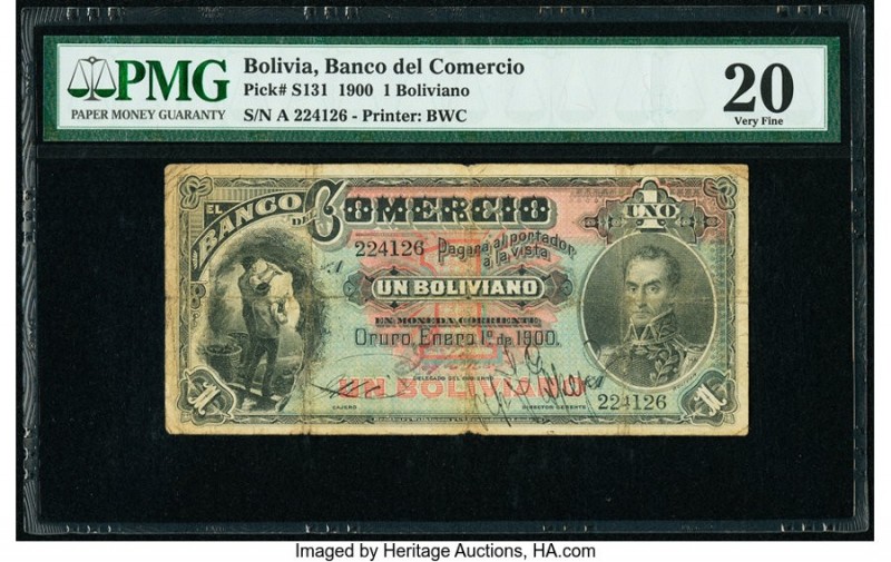 Bolivia Banco del Comercio 1 Boliviano 1.1.1900 Pick S131 PMG Very Fine 20. 

HI...