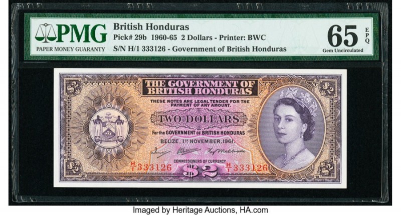 British Honduras Government of British Honduras 2 Dollars 1.11.1961 Pick 29b PMG...