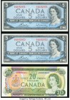 Canada Bank of Canada $5 (2); $20 1954 (2); 1969 BC-39c (2 Consecutive); BC-50b Three Examples Choice About Uncirculated-Crisp Uncirculated. 

HID0980...