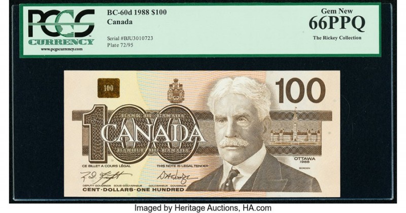 Canada Bank of Canada $100 1988 Pick 99d BC-60d PCGS Gem New 66PPQ. 

HID0980124...