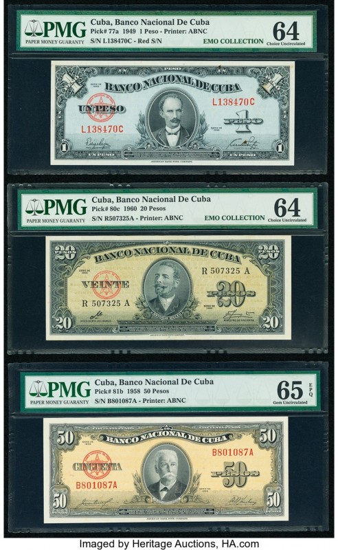 Cuba Banco Nacional de Cuba 1; 20; 50; 100; 5 Pesos 1949; 1960; 1958; 1954; 1960...