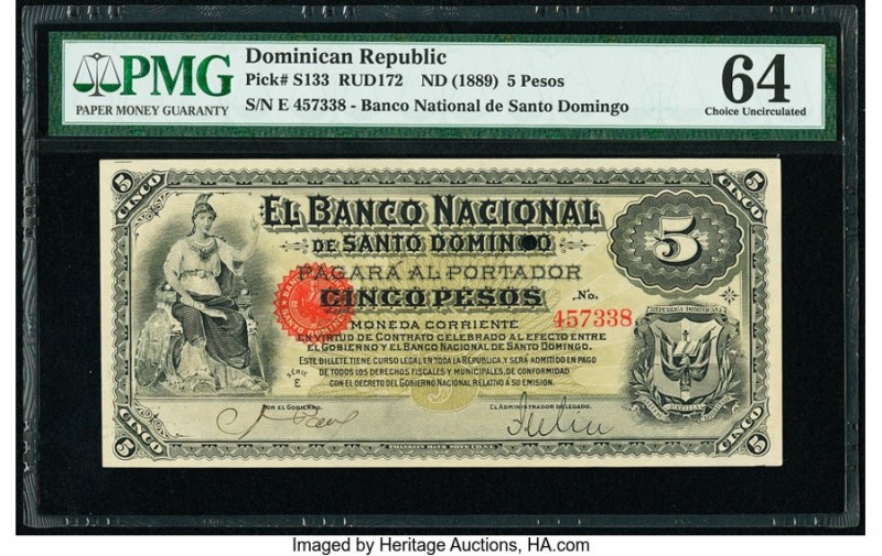 Dominican Republic Banco Nacional de Santo Domingo 5 Pesos ND (1889) Pick S133 P...