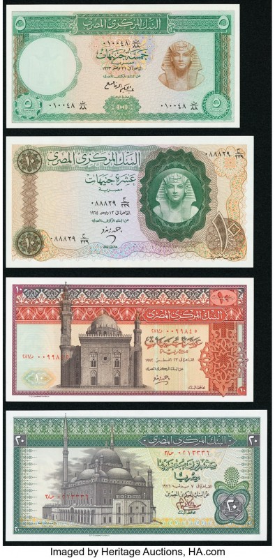 Egypt Central Bank Group Lot of 4 Examples Crisp Uncirculated. Minor stain on on...