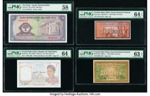 French Indochina Banque de l'Indo-Chine 1 Piastre; 10; 20 Cents ND (1949); ND (1939) (2) Pick 54e; 85c; 86d Three Examples PMG Choice Uncirculated 64;...