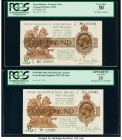 Great Britain Bank of England 1 Pound ND (1919); 1922 Pick 357; 359a Two Examples PCGS Very Fine 30; Very Fine Apparent 25. Pick 359a; small edge tear...