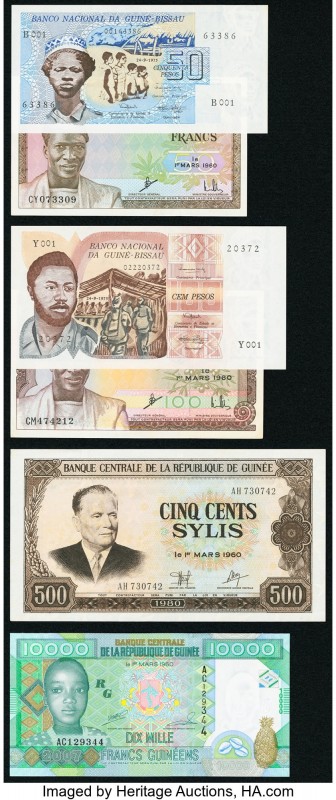 Guinea and Guinea-Bissau Group Lot of 6 Examples About Uncirculated-Crisp Uncirc...